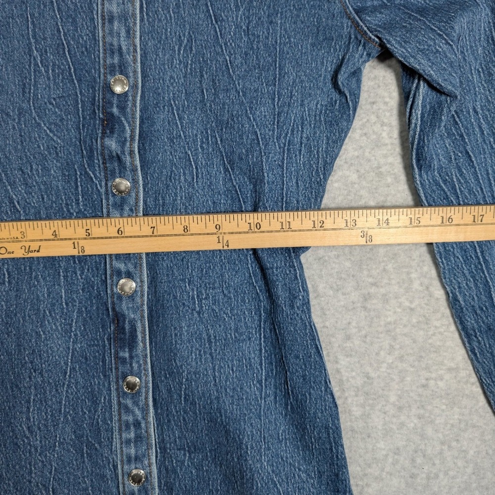 Alexander Wang Blue Denim Button-Down Shirt with Black Collar - Picture 5 of 9
